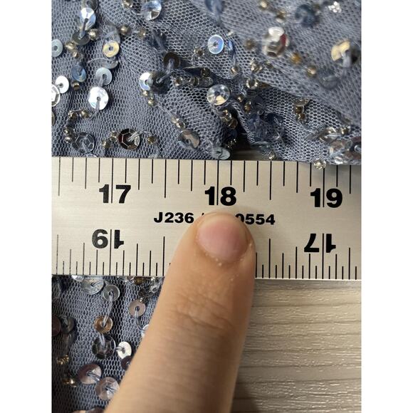 JKARA Dress Womens 8 Blue Silver Sequin Beaded Gown Formal Evening Maxi New - Picture 5 of 10